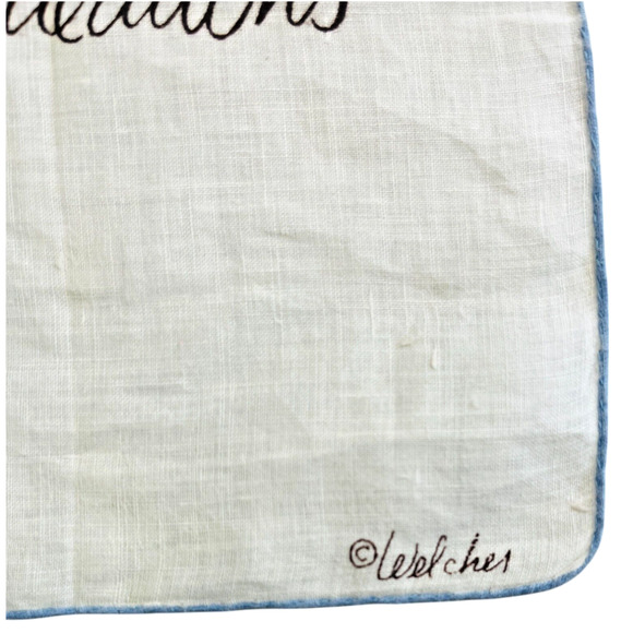 Vintage Welcher Handkerchief Anthropomorphic Cats Congratulations Wedding READ - Picture 6 of 12